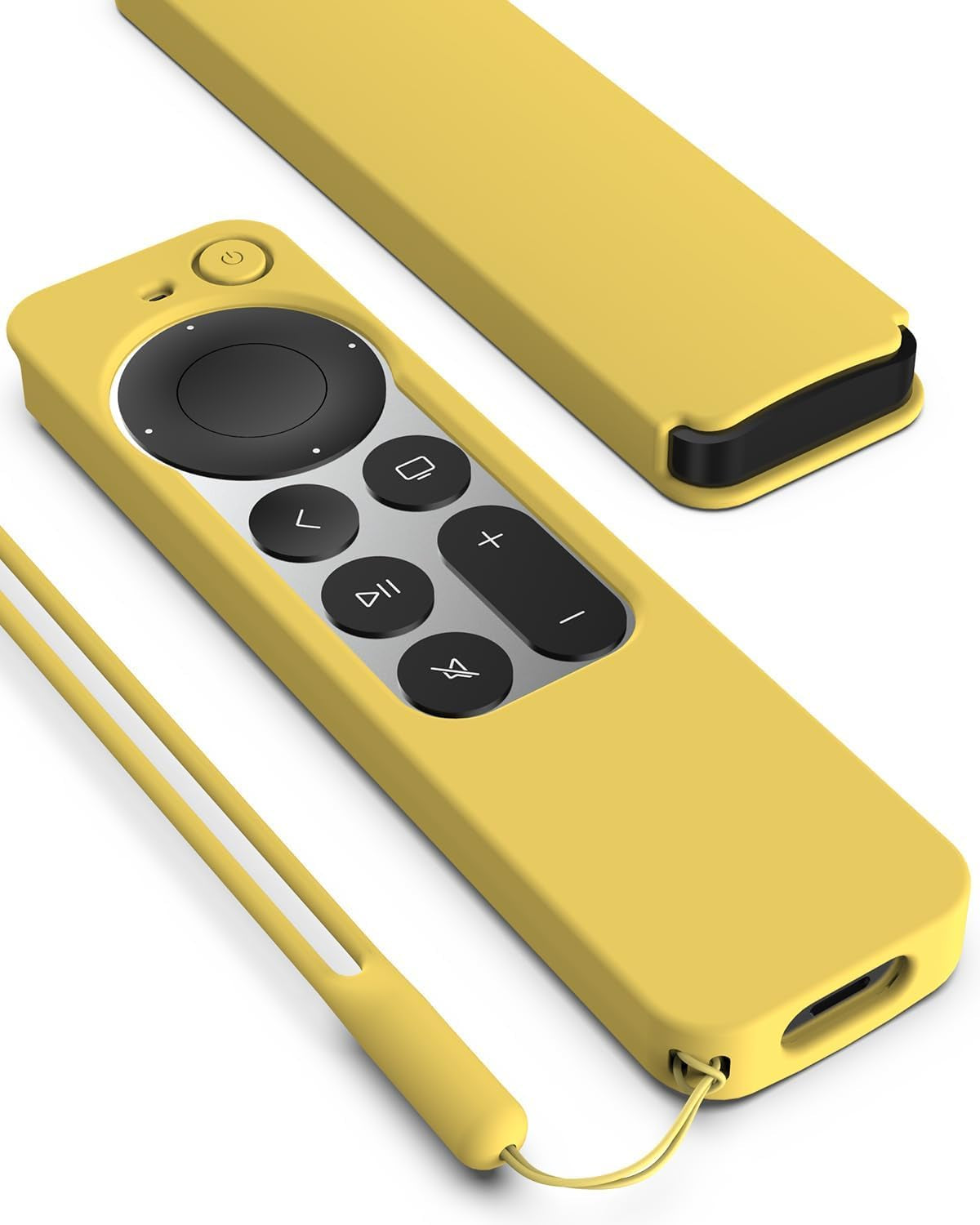 Compatible with Apple TV 4K Siri Remote Case 2021, Silky-Soft Anti-Slip Protective Silicone Cover for Siri Remote Control 2Nd Generation [Lanyard Included], Yellow