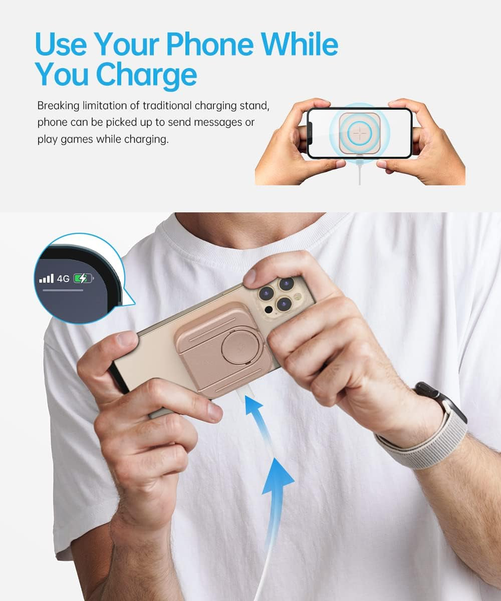 2 in 1 Magnetic Wireless Charger, Folding Dual Fast Magnetic Wireless Charging Station Stand Compatible with Iphone 13/12/ Pro Max/Mini/Apple Watch Se/7/6/5/4/3/2/1