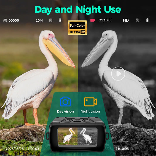 Night Vision Goggles, 10X Digital Night Vision Binoculars, 7 Level Infrared Binoculars, 32GB HD Photo and Video Type-C Rechargeable