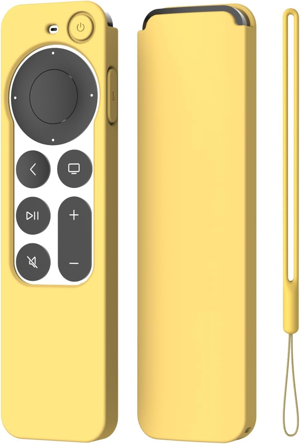 Compatible with Apple TV 4K Siri Remote Case 2021, Silky-Soft Anti-Slip Protective Silicone Cover for Siri Remote Control 2Nd Generation [Lanyard Included], Yellow