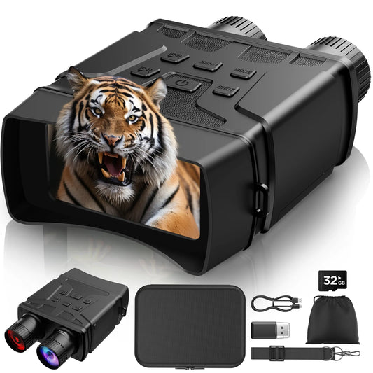 Night Vision Goggles, 10X Digital Night Vision Binoculars, 7 Level Infrared Binoculars, 32GB HD Photo and Video Type-C Rechargeable