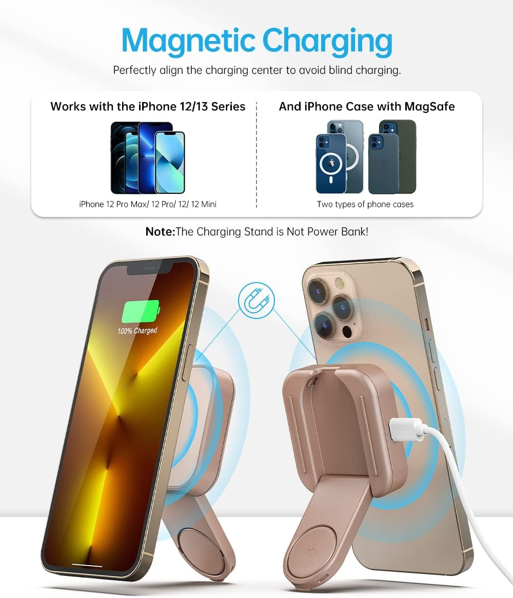 2 in 1 Magnetic Wireless Charger, Folding Dual Fast Magnetic Wireless Charging Station Stand Compatible with Iphone 13/12/ Pro Max/Mini/Apple Watch Se/7/6/5/4/3/2/1